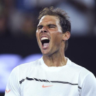El tenista español Rafael Nadal celebra su pase a las semifinales del Abierto de Australia