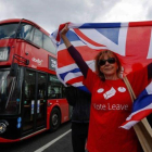 Una partidaria del Brexit se manifiesta, en junio pasado en Londres.