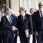 El president Torra, con el conseller Miquel Buch y el ministro de Interior, Grande-Marlaska.