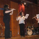 Los niños de la Escuela de Música de Benavides de Órbigo, ayer en Valencia de Don Juan