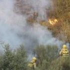Una brigada antiincendios se afana en apagar un fuego en mayo, en el alto Órbigo