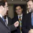 Herrera y Rajoy, ayer en un acto del PP, en el que valoraron la OCM