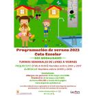 Cartel del programa de campamentos de verano del coto escolar. DL