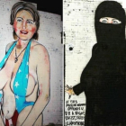 La dos imágenes de Hillary, en Melbourne.