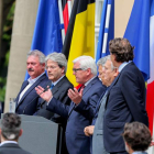 Frank-Walter Steinmeier, en el centro, en la comparecencia de ayer, acompañado de sus colegas europeos. KAY NIETFELD