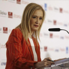 La presidenta de Madrid, Cristina Cifuentes, en una intervención pública reciente en un desayuno informativo en Madrid.