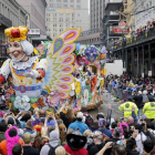 Imagen de una de las fiestas del carnaval de Nueva Orleans en el Barrio Francés