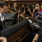 Rajoy, a su llegada al Congreso de los Diputados.