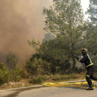 El incendio de Els Cubells (Eivissa), junto a la carretera.
