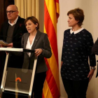 De izquierda a derecha, Ramona Barrufet, Lluís Corominas, Carme Forcadell, Anna Simó y Joan Josep Nuet, el pasado 2 de febrero.