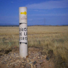 Uno de los miliarios afectados en los alrededores de la localidad de Riego de la Vega.