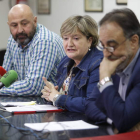 Juan Miguel Martínez, Carmen Ámez y Antonio García Soto, ayer en la sede de UGT. RAMIRO