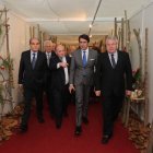 El Procurador del Común, Tomás Quintana, el alcalde de Bembibre, José Manuel Otero, Suárez-Quiñones y el senador Rodríguez Hevia. ANA F. BARREDO