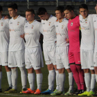 Formación inicial de la Peña que se midió al Real Madrid en el Área Deportiva de Puente Castro.
