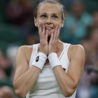 Rybarikova muestra su sorpresa tras alcanzar las semifinales de Wimbledon.