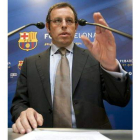Rosell, durante la rueda de prensa que ofreció en el Camp Nou.