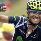 Valverde celebra la victoria en una etapa del Tour del 2012.
