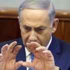 El primer ministro israelì, Binyamin Netanyahu, durante la reunión del Gobierno, el domingo.