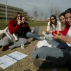 El buen tiempo animó a los estudiantes a comer en el césped