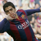 Luis Suárez celebra uno de sus goles con el Barça de esta temporada