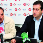 Arturo Fernández y Miguel Ángel Fernández Cardo en la rueda de prensa ofrecida hoy en la sede de UGT