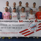 Formación del equipo del Transportes Marqués/Casa de Asturias que disputa la Liga Asolefusa .