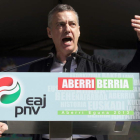 El lendakari Iñigo Urkullu, en su intervención en el acto de celebración del Aberri Eguna.