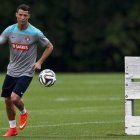 Cristiano Ronaldo se ejercita en el centro de entrenamiento de los New York Jets, en Florham Park (Nueva Jersey).
