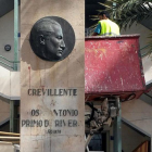 Un operario retira el monolito en homenaje a Primo de Rivera en Crevillent, este martes.