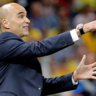 El entrenador de la selección belga de fútbol, el español Roberto Martínez Montoliú, durante el partido entre Brasil y Bélgica. LAVANDEIRA