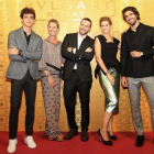 El modelo Xavi Serrano, Rosa Mairal, esposa de Estaben Rabat, Boris Barboni, director de Bvlgari España, Portugal y Andorra, Eva Palao, espesoa de Jordi Rabat y el modelo Juan Betancourt.