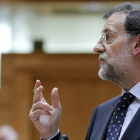 El presidente del Gobierno, Mariano Rajoy, interviene durante la sesión de control al Gobierno.