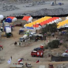 Vista general del campamento en el yacimiento San José para el rescate de los mineros.