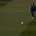 Santiago Solari durante el último entrenamiento del Madrid.