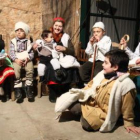 Un grupo de pastores durante la celebración ayer del filandón navideño.