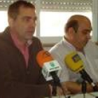 Alberto Lana (UGT) y Amancio del Reguero (CC.OO.), durante la rueda de prensa de ayer