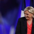 Marine Le Pen, tras conocer los resultados de las elecciones francesas. IAN LANGSDON