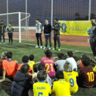 Jugadores de las categorias base de la UD Las Palmas durante una formación.