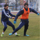 Carpio, a la izquierda, será titular en Huelva y Lucas vuelve a entrar en la convocatoria.