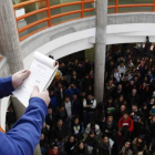 Alumnos de Ciencias del Trabajo durante una de las protestas.