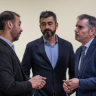 Leal, Castro y Vilariño, al inicio de la rueda de prensa. MIGUEL F.B.
