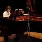La pianista Julia Franco Vidal durante un momento de la grabación del CD en el Auditorio de León