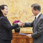 Kim Yo-jong, hermana menor del líder de Corea del Norte, en un acto público del partido. JONHAP