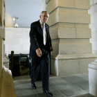 El líder de la mayoría demócrata de la Cámara Alta, Harry Reid, a su llegada al Capitolio.