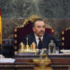 Los tres magistrados del Tribunal Supremo que compusieron la vista del caso Nóos. De izquierda a derecha: Andrés Martínez Arrieta, Manuel Marchena y Miguel Colmenero.