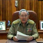 Raúl Castro durante el discurso televisado de este miércoles.