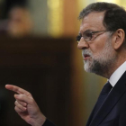Mariano Rajoy da la réplica a Irene Montero, durante el debate de la moción de censura.