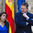 La vicepresidenta del Gobierno, Soraya Sáenz de Santamaría, y el presidente de la Generalitat Valenciana, Ximp Puig, este martes, 31 de enero, en Valencia.