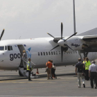 Una aeronave de Good Fly en el aeropuerto de León el pasado verano.