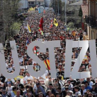 Una vista general de la manifestación de este domingo en el municipio navarro de Alsasua.